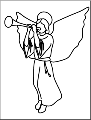 304x404 Clip Art Religious Angel With Trumpet Bampw I Abcteach