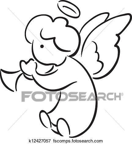 432x470 Clip Art Of Angel With A Trumpet K12427057