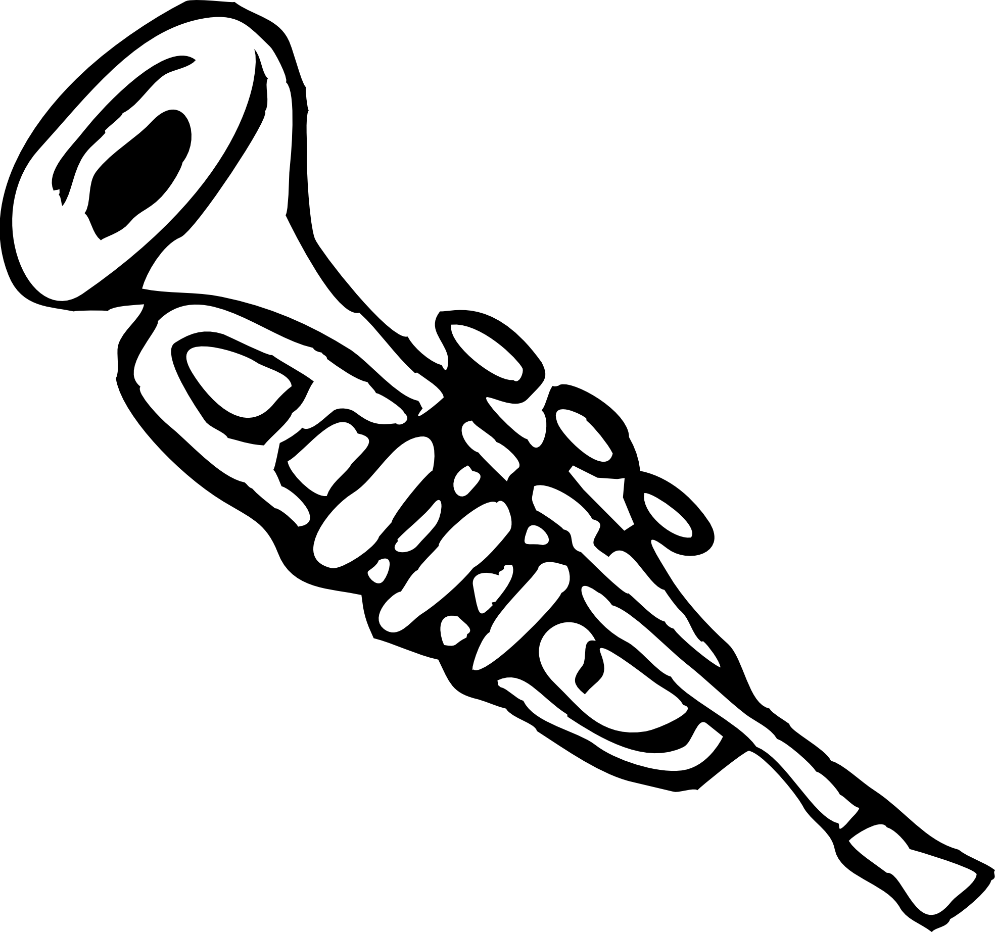 1969x1845 Trumpet Clip Art Black And White Clipart Panda