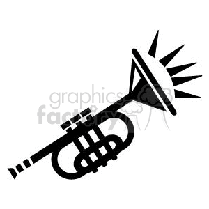 300x300 Royalty Free Black And White Trumpet 371360 Vector Clip Art Image