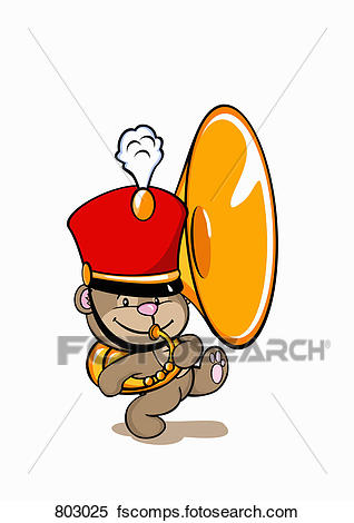 318x470 Clipart Of A Bear Wearing A Marching Band Hat And Playing A Tuba
