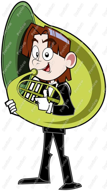 448x800 Man Playing Tuba Character Clip Art