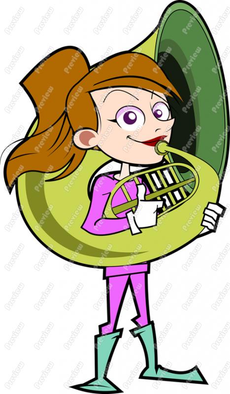 467x800 Woman Playing Tuba Character Clip Art