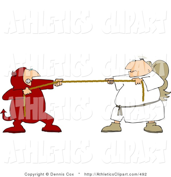 600x620 Clip Art Of A Conscience Tug Of War Battle Between Good And Evil