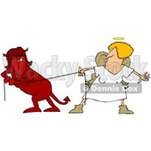 170x170 Clipart Illustration Of Three Bad Devils Playing Tug Of War