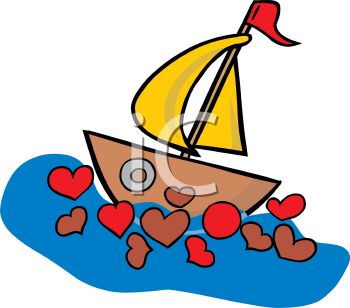 350x308 Valentine Sailboat With Hearts In The Water