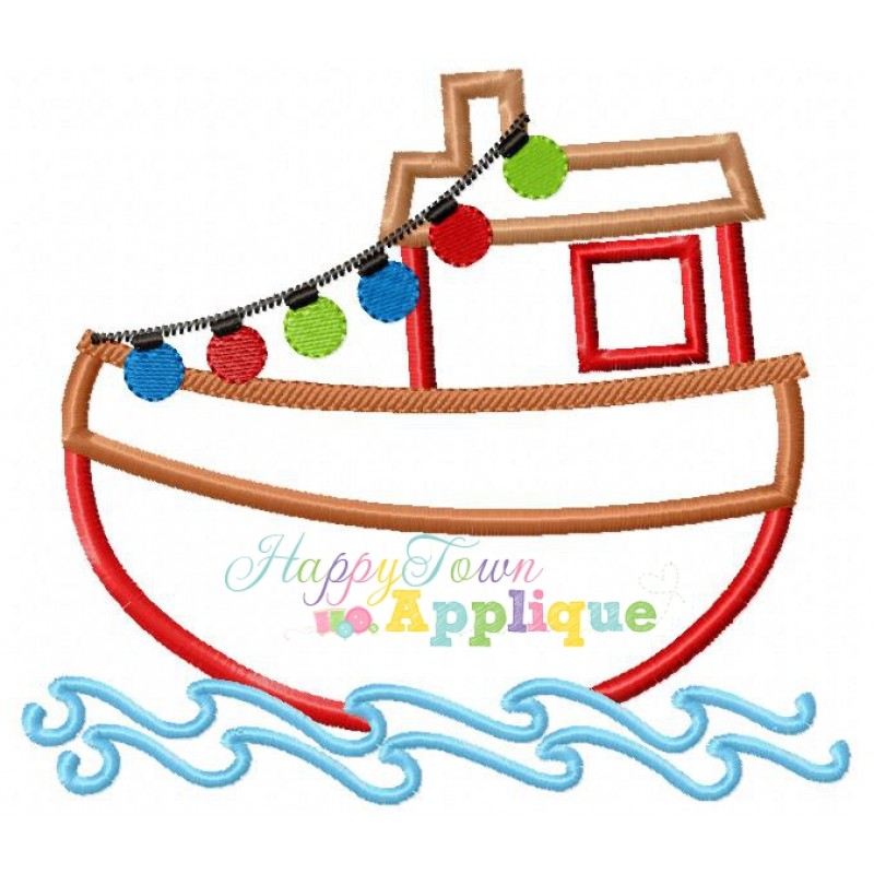 800x800 Christmas Tugboat Applique Design