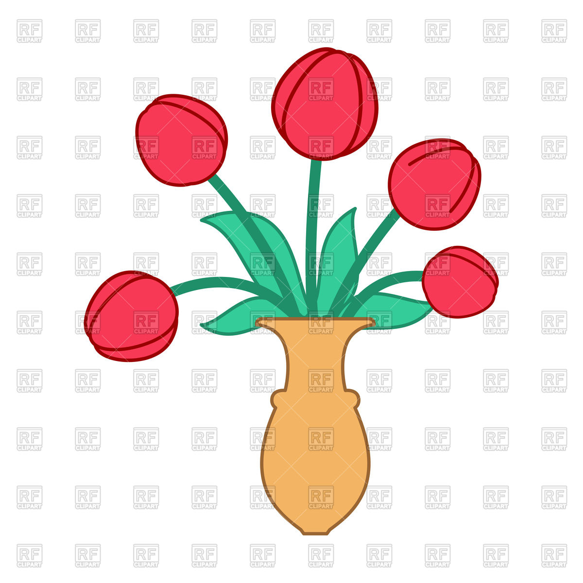 1200x1200 Realistic Pink Tulip In Vase Royalty Free Vector Clip Art Image