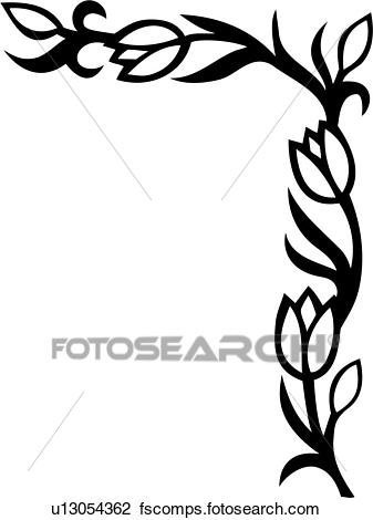 337x470 Clipart Of , Border, Corner, Floral, Tulip, U13054362