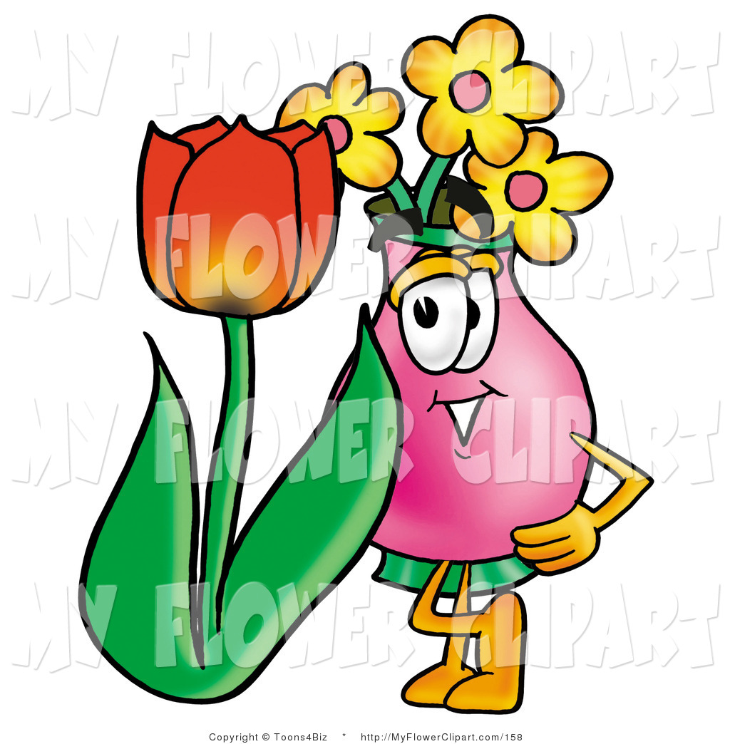 1024x1044 Cliprt Of Pink Vase Of Flowers Mascot Cartoon Character