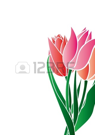 318x450 Bouquet Of Tulips On A Black Background Stock Photo, Picture