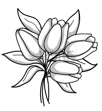 411x450 Monochrome Bouquet Of Tulips Black, White, Gray Many Similarities