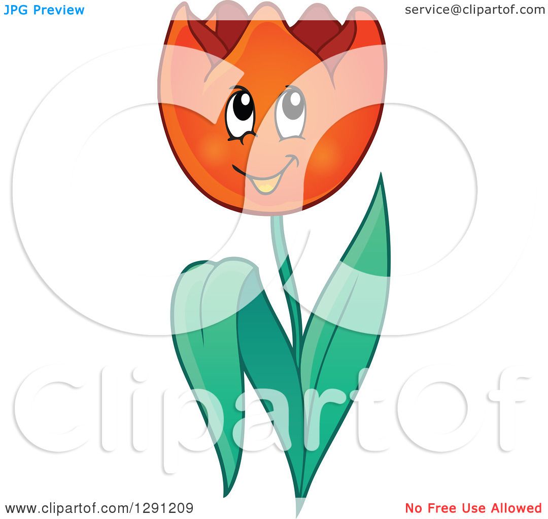 1080x1024 Clipart Of A Happy Cartoon Red Tulip Flower Character