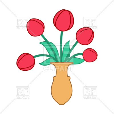 400x400 Red Tulips In Vase Royalty Free Vector Clip Art Image