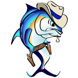 250x250 Tuna Cowboy Vector Marine Wildlife Fine Art, Custom Design