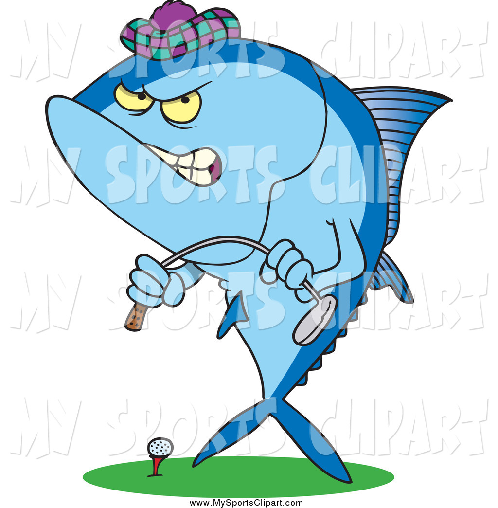 1024x1044 Sports Clip Art Of A Cartoon Mad Blue Tuna Fish Playing Golf By