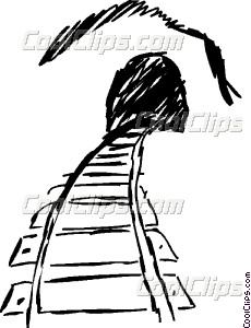 230x300 Train Tracks Leading Into A Vector Clip Art