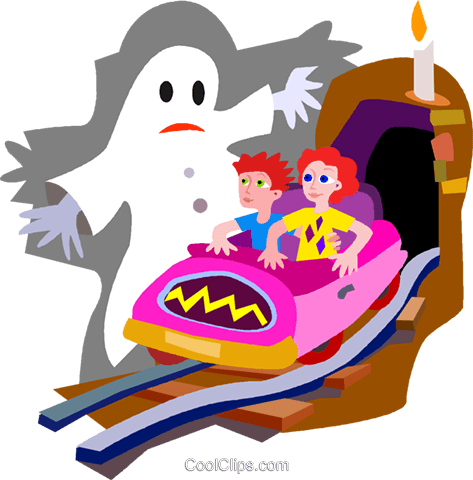 473x480 Haunted House Ride Royalty Free Vector Clip Art Illustration