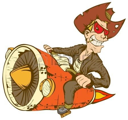 450x421 Biker Cowboy On A Motorcycle Turbo Rocket. The Background Vector