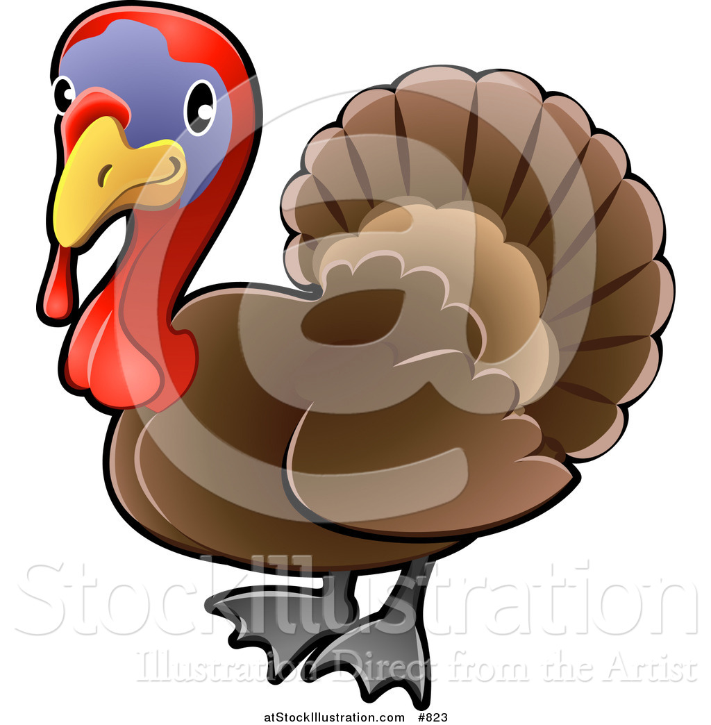 1024x1044 Vector Illustration Of A Cute Brown Turkey Bird With A Purple Face