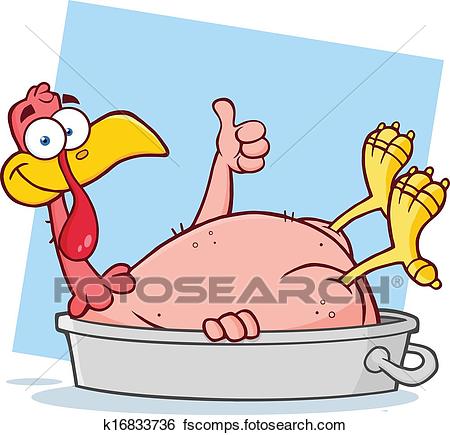 450x435 Clip Art Of Smiling Turkey Bird In The Pan K16833736