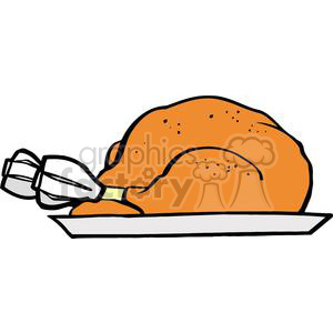 300x300 Royalty Free Turkey On A Plate 379436 Vector Clip Art Image