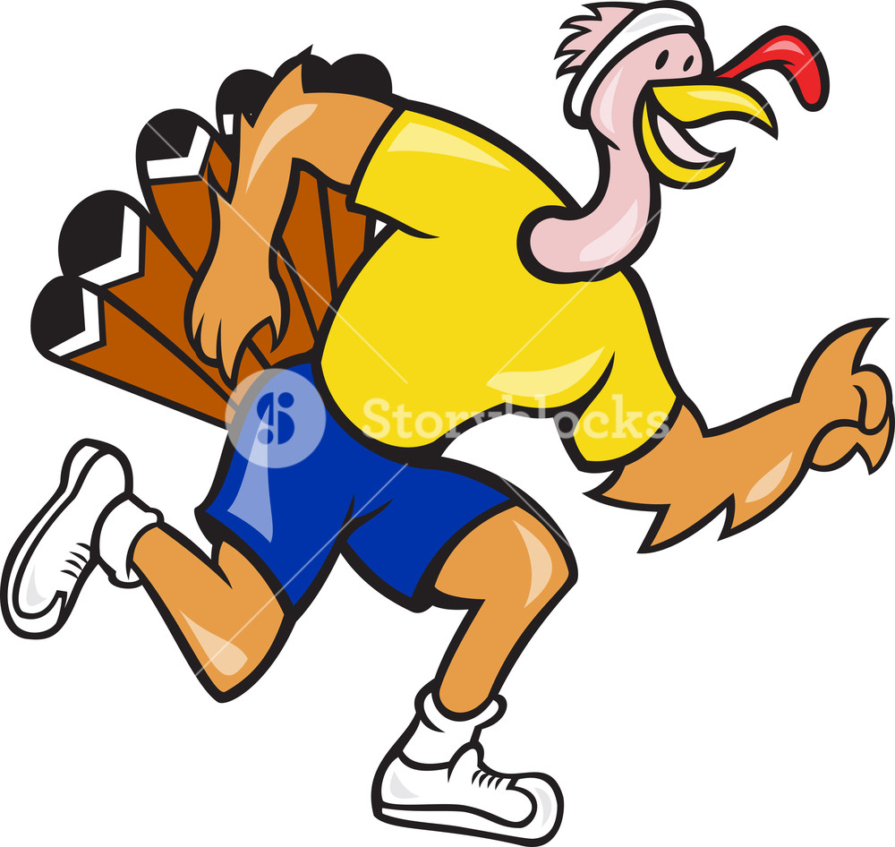 1000x946 Turkey Run Runner Side Cartoon Royalty Free Stock Image