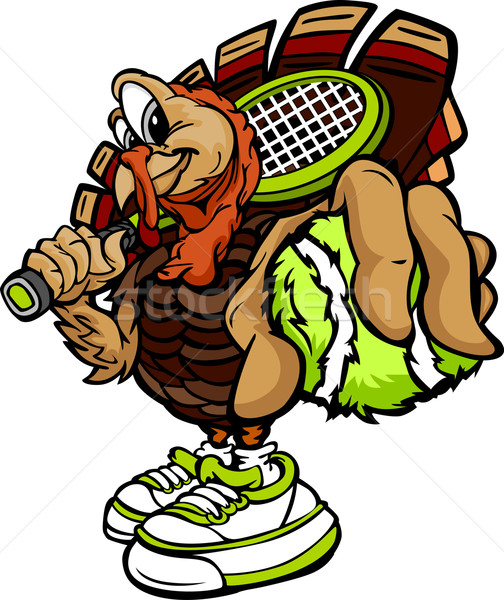 504x600 Tennis Thanksgiving Holiday Turkey Cartoon Vector Illustration