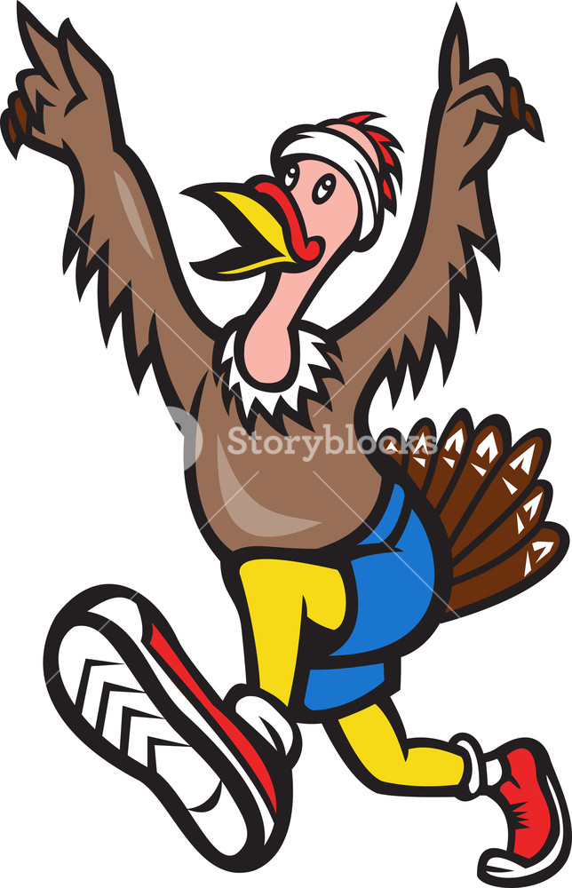 644x1000 Turkey Run Runner Cartoon Isolated Royalty Free Stock Image