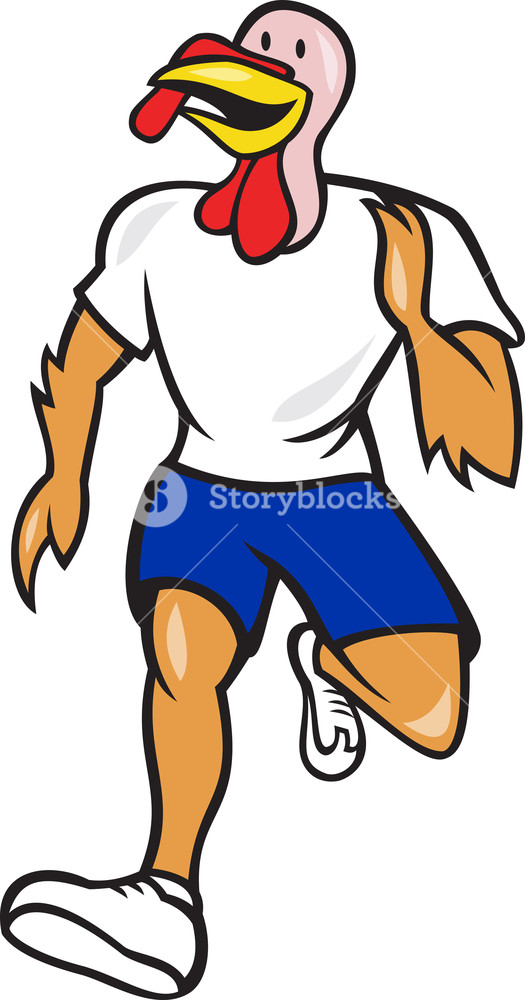 525x1000 Turkey Run Runner Front Cartoon Royalty Free Stock Image