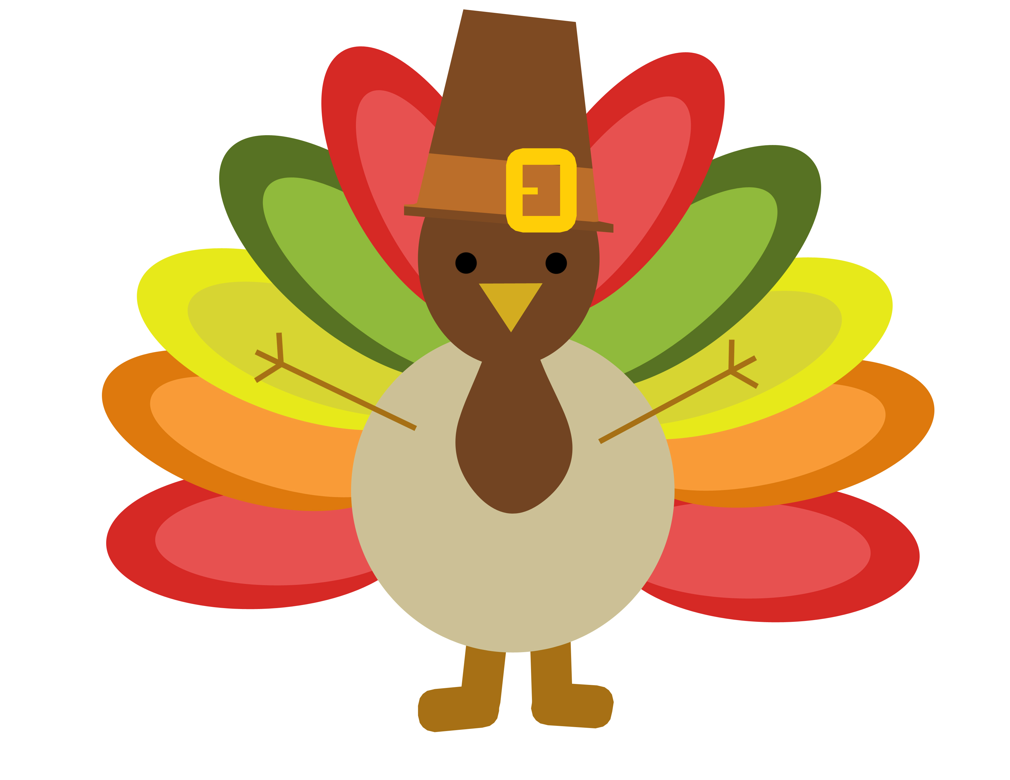 3300x2550 Turkey Clipart Cartoon Color Feathers Hat Thanksgiving