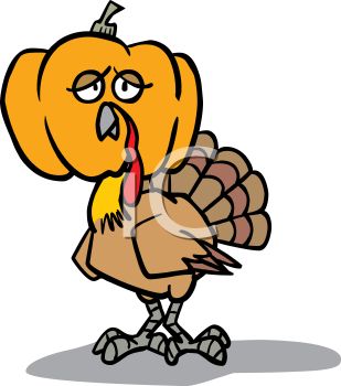 309x350 Picture Of A Comical Turkey Wearing A Pumpkin Head In A Vector