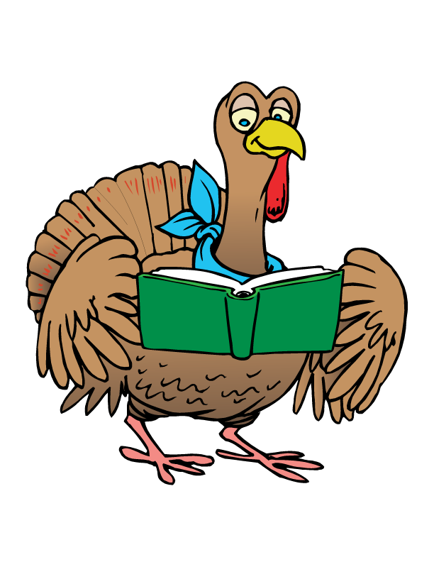 612x792 Turkey Reading Clipart