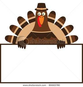 287x300 Art Image Thanksgiving Turkey Holding Up A Blank Sign