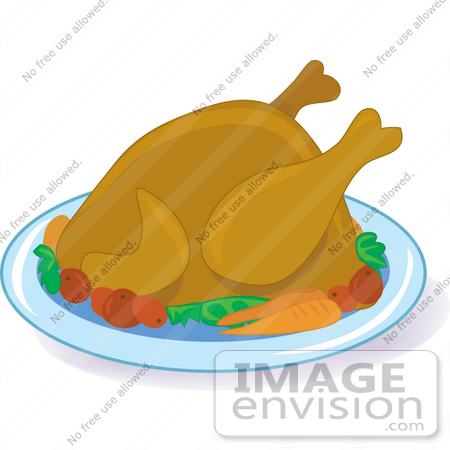 450x450 Clipart Of A Hot Cooked Turkey Bird On A Platter With Potatoes
