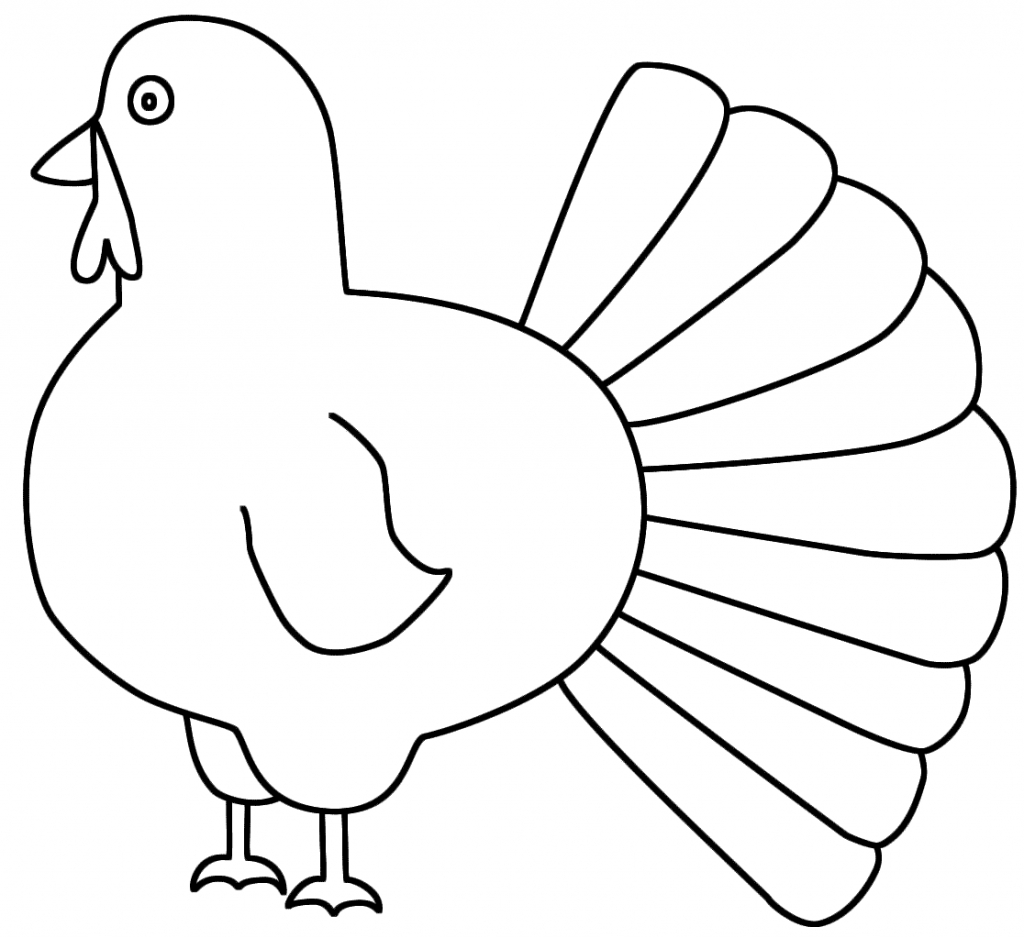 1024x938 Simple Turkey Drawing Turkey Side Coloring Page Thanksgiving