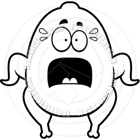 460x460 Cartoon Roast Turkey Scared (Black And White Line Art) By Cory