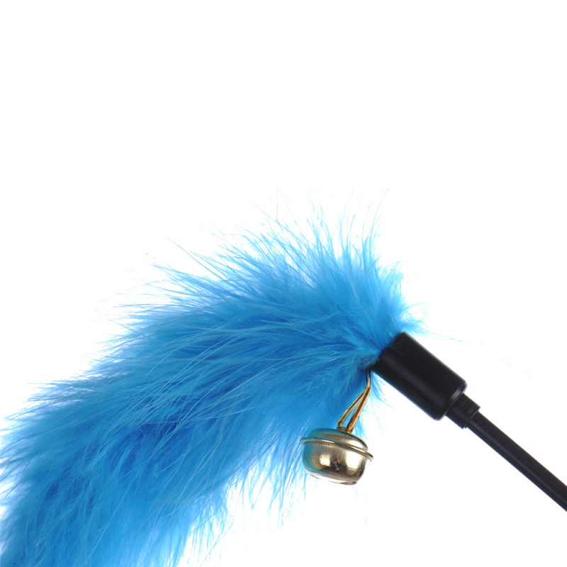 800x800 Pink Blue Color Turkey Feather Wand Stick For Cat Catcher Teaser