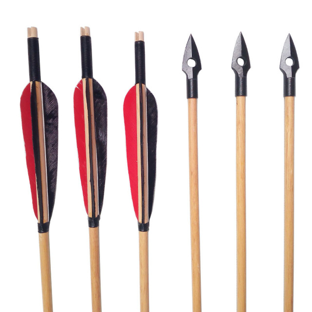 640x640 Archery Wooden Arrows Handmade Turkey Feather Recurve Long Bow