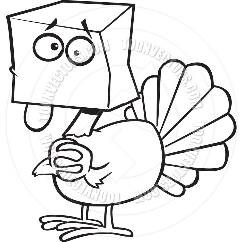 940x940 Cartoon Turkey Hiding (Black Amp White Line Art) By Ron Leishman