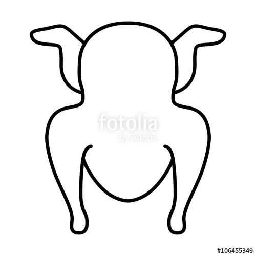 500x500 Whole Chicken Turkey Line Vector Illustration Stock Image