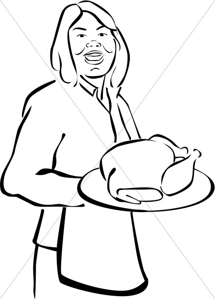439x612 Woman Serving Turkey Clipart Thanksgiving Clipart