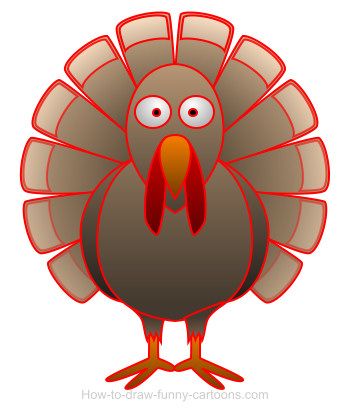 350x412 Drawing A Turkey Cartoon