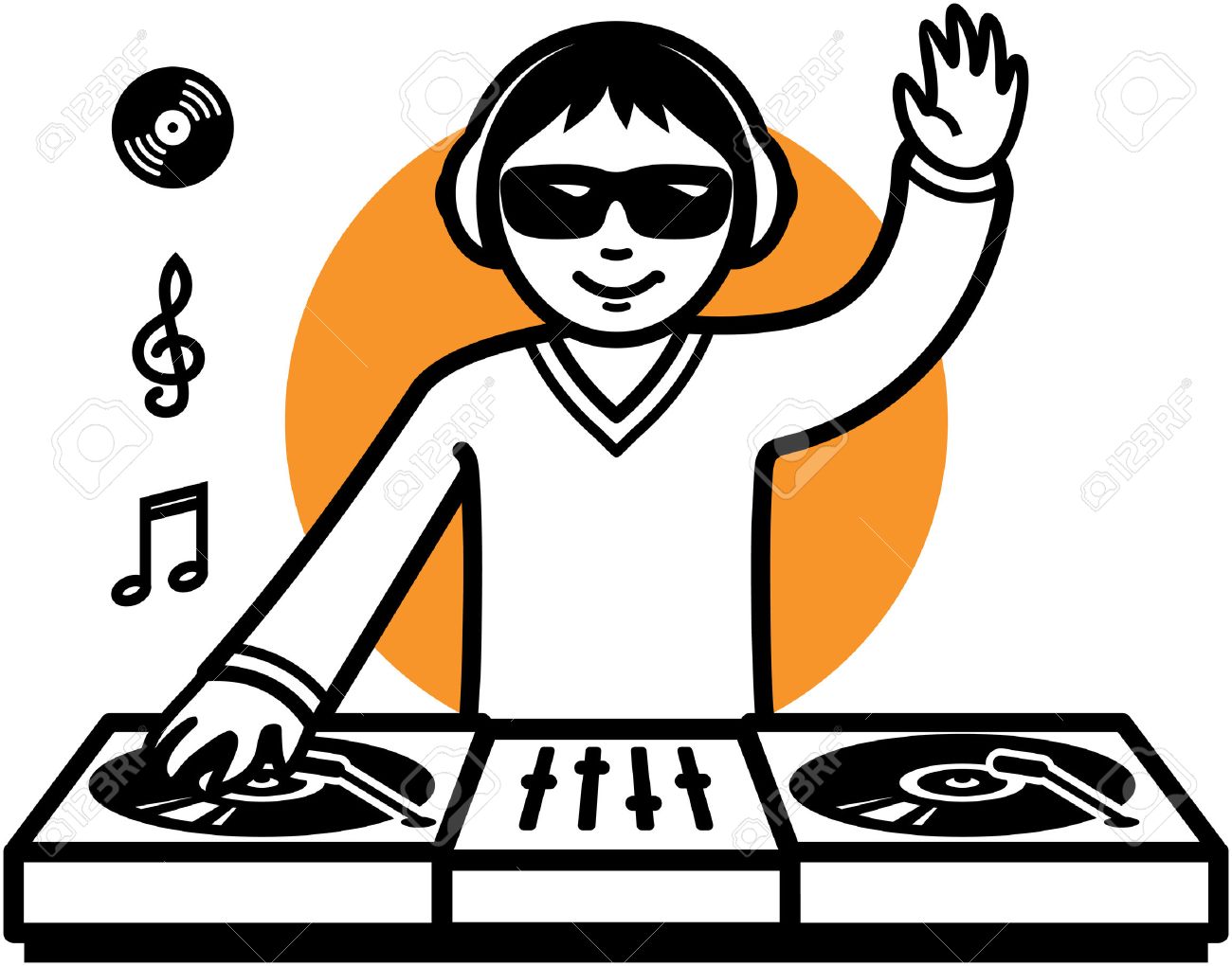 1300x1020 Party Dj At Turntable Illustration Royalty Free Cliparts, Vectors