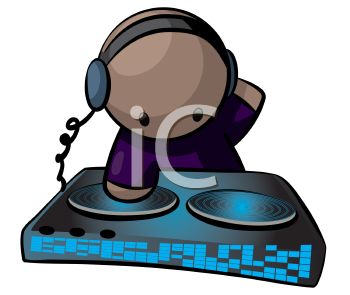 350x295 Cartoon Of A Club Dj Mixing Music On A Turntable