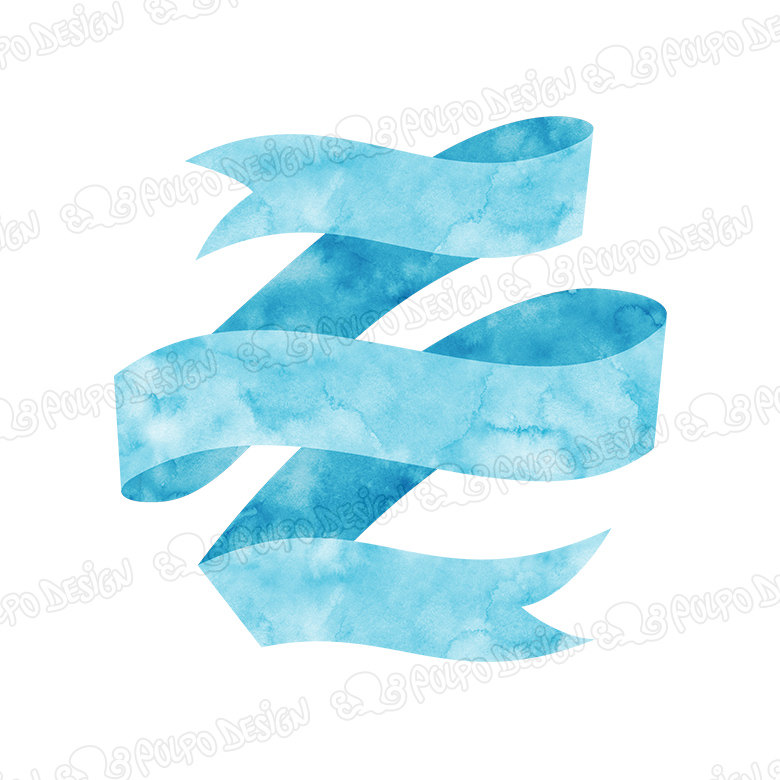 780x780 Blue Watercolor Banners Clipart. Digital Clip Art. Commercial