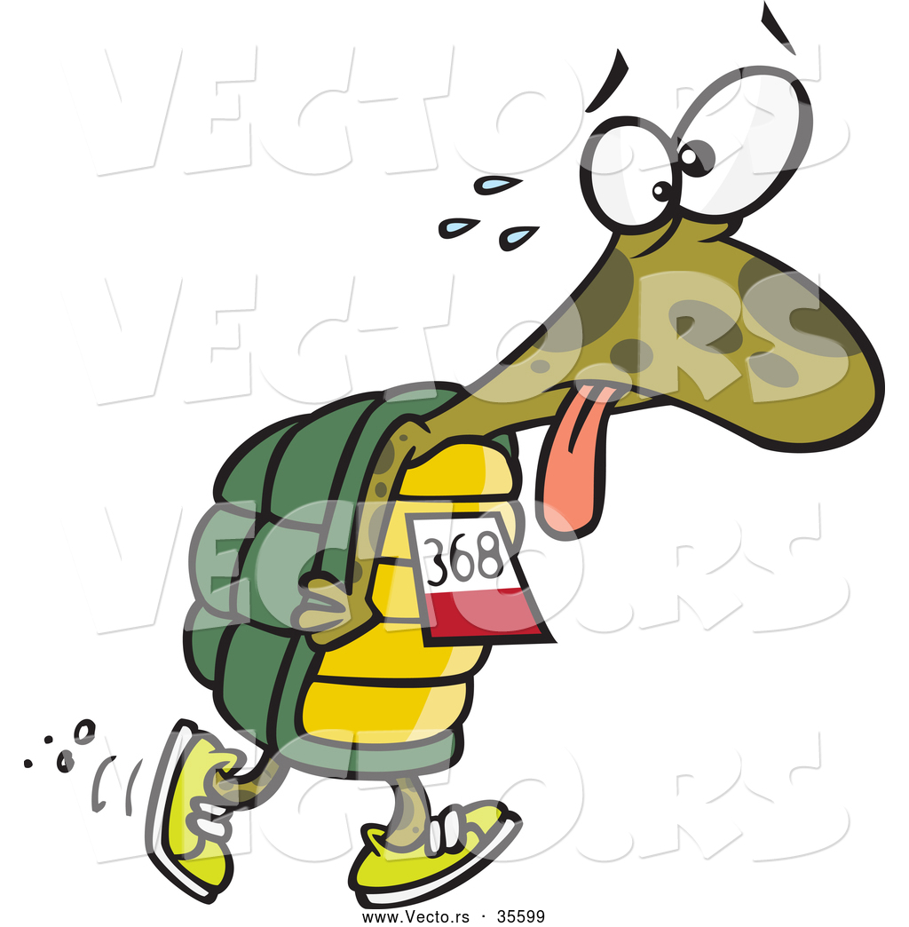 1024x1044 Vector Of A Tired Cartoon Turtle Walking In A Race By Toonaday