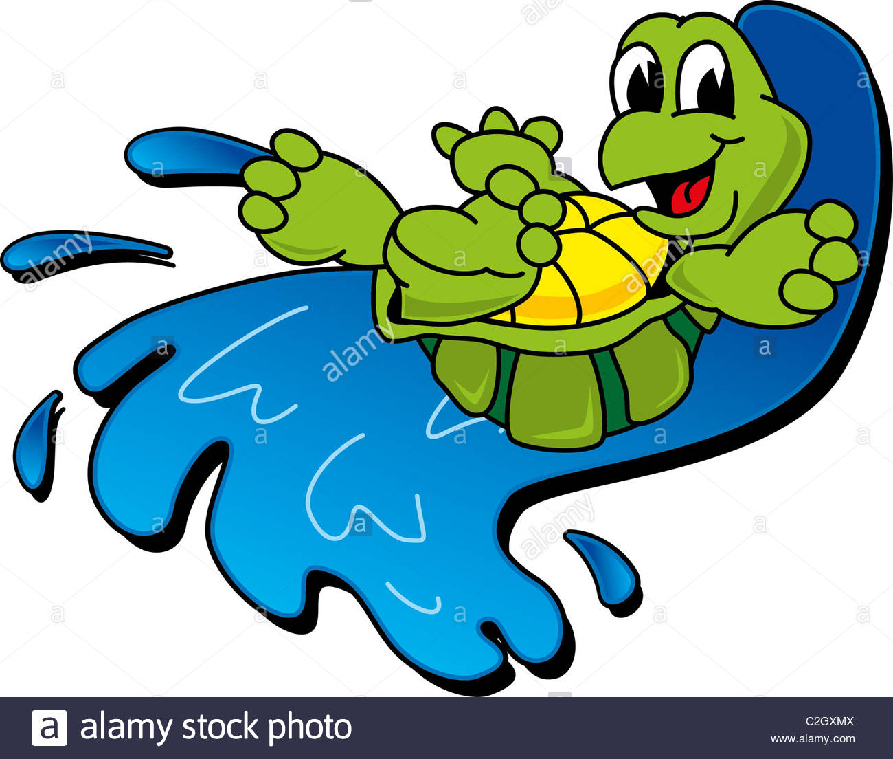 1300x1104 Cartoon Turtle Riding A Wave Stock Photo, Royalty Free Image