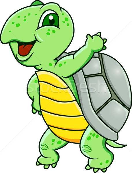 457x600 Turtle Cartoon Hand Waving Vector Illustration Surya Zaidan