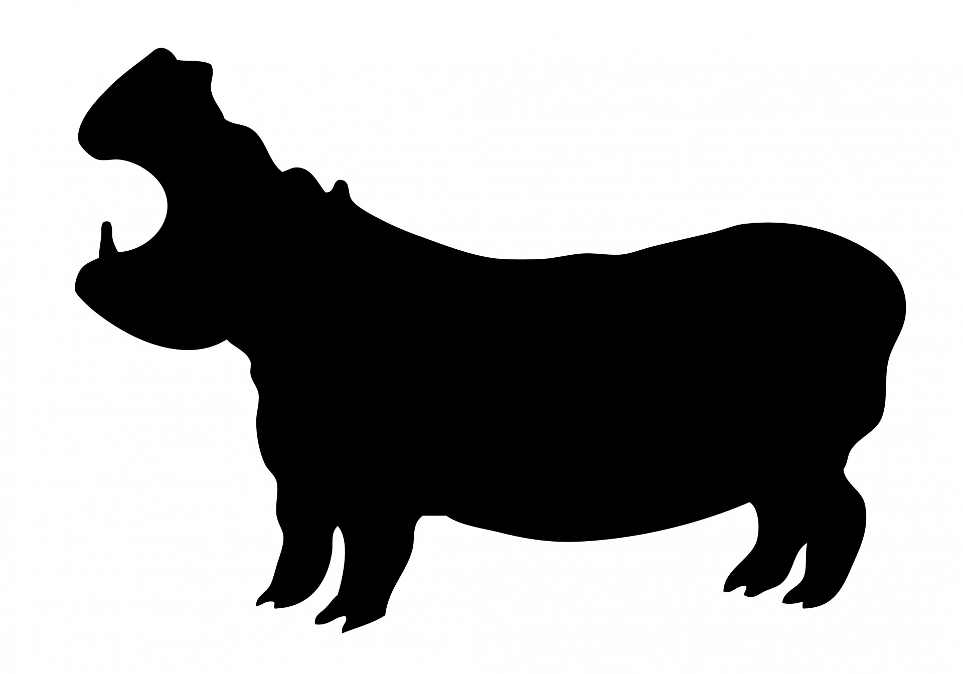 1920x1344 Hippopotamus Silhouette Clipart Free Stock Photo